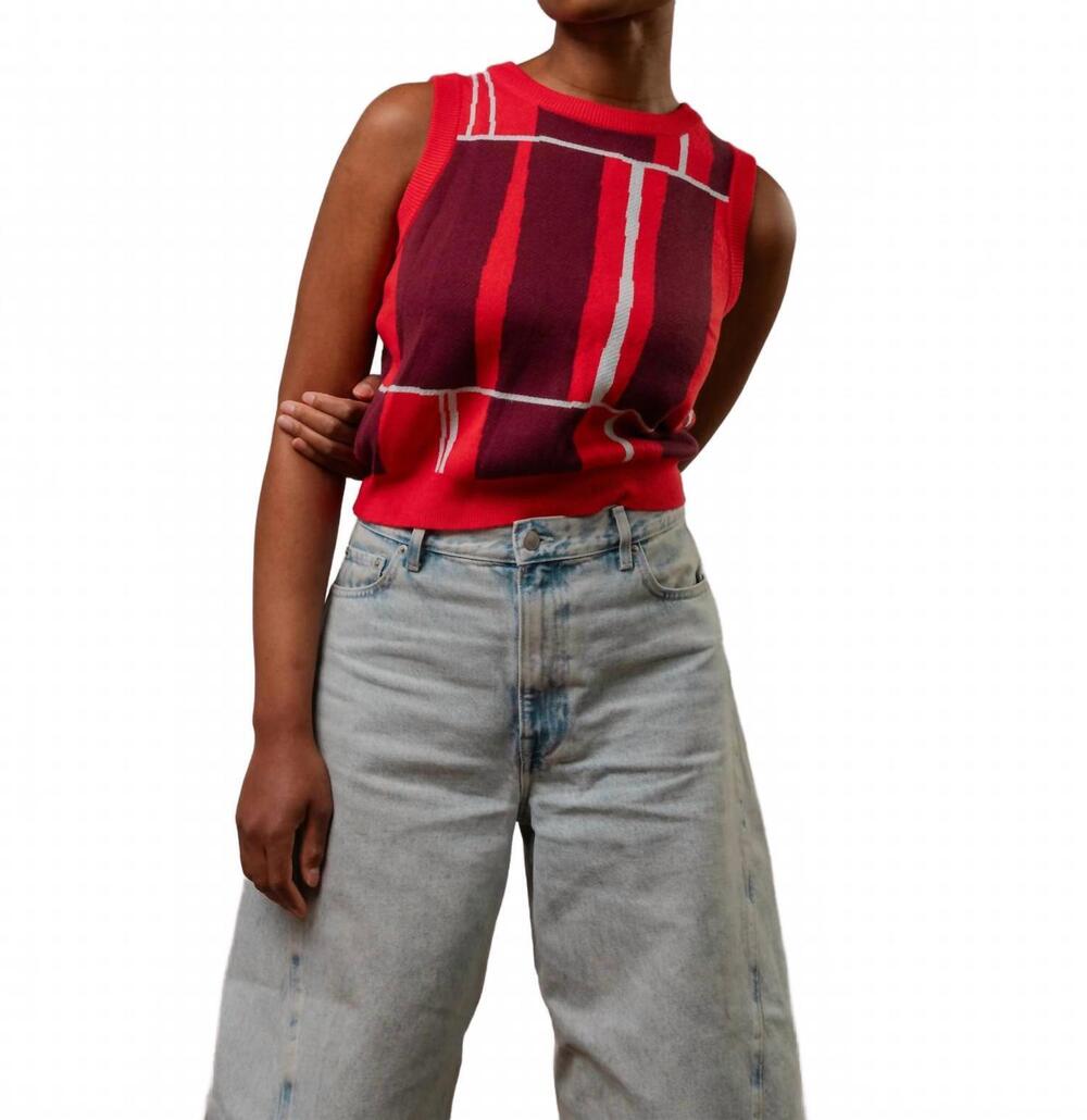 NEW THE ENDERY piet knit vest in red orange